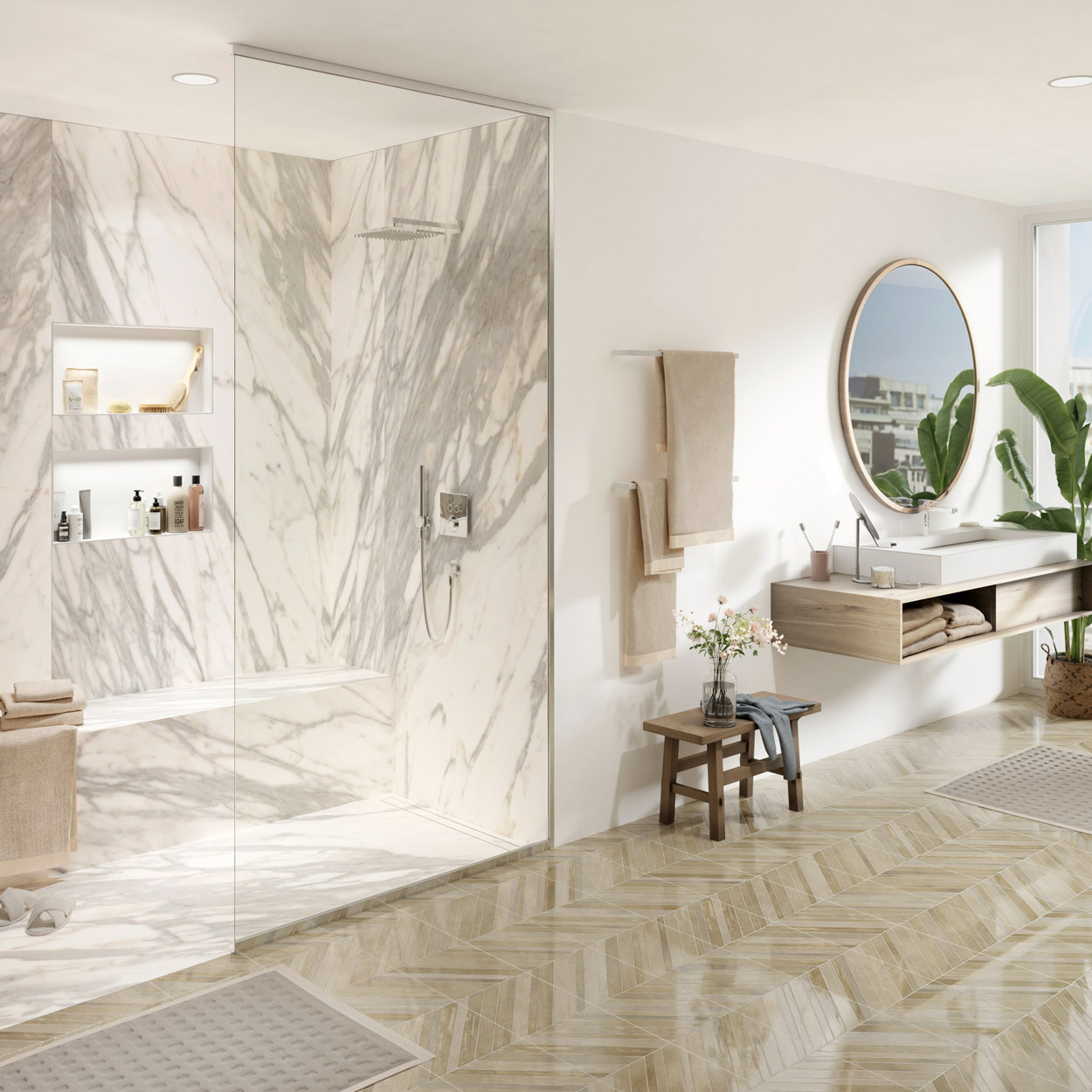 Wedi Top Wall Marble White